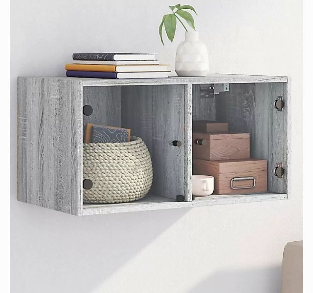 vidaXL Hängeschrank Wandschrank mit Glastüren Grau Sonoma 68,5x37x35 cm (1- günstig online kaufen