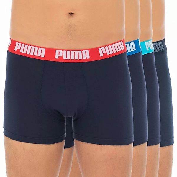 Puma 4-er Set Boxer Blau mit verschiedenfarbigem Webbund günstig online kaufen