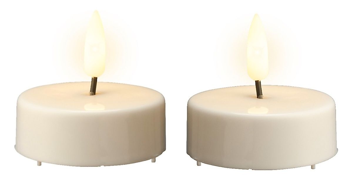 Lumineo LED-Kerze, LED Teelichter mit Timer 6x5,5cm Kunststoff Weiß / Warmw günstig online kaufen