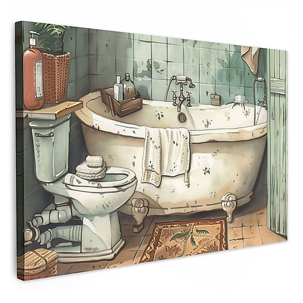 OneMillionCanvasses® Leinwandbild Vintage - Badewanne - günstig online kaufen