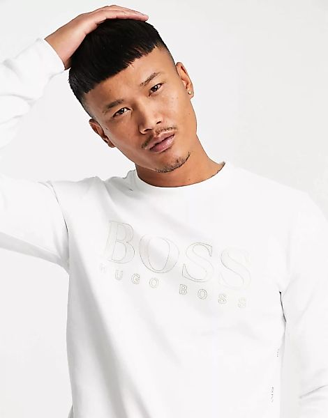 BOSS – Athleisure Salbo Iconic – Sweatshirt in Weiß günstig online kaufen