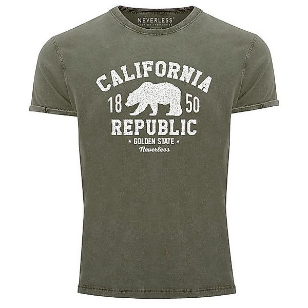 Neverless Print-Shirt Neverless® Herren T-Shirt Vintage Shirt Printshirt Ca günstig online kaufen