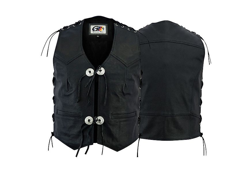 German Wear Motorradweste GW692 Black Motorrad Lederweste Biker Motorradwes günstig online kaufen