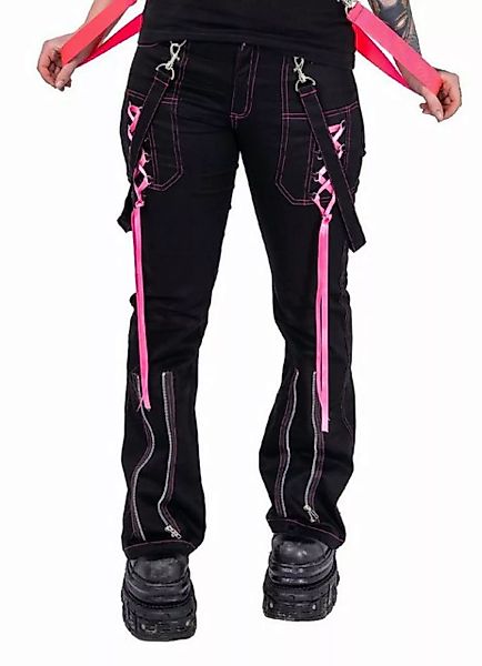 Poizen Industries Stoffhose Fuse Schwarz Pink Cyber Goth Pants Riemen Rave günstig online kaufen