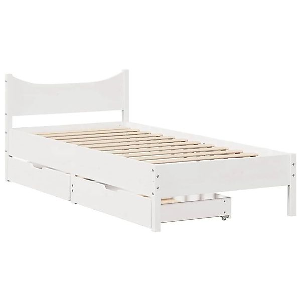 vidaXL Massivholzbett mit Schubladen Weiß 75x190 cm Kiefer 3301930 günstig online kaufen