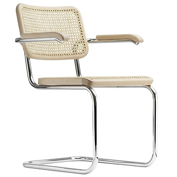 THONET S 64 V | Buche natur | Stahlrohr-Freischwinger mit Armlehnen günstig online kaufen