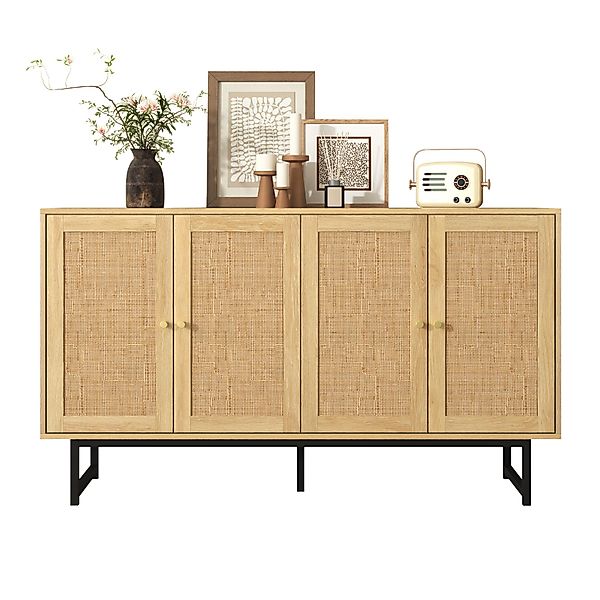 Merax Sideboard mit 4 Rattantüren, Aufbewahrungsschrank günstig online kaufen