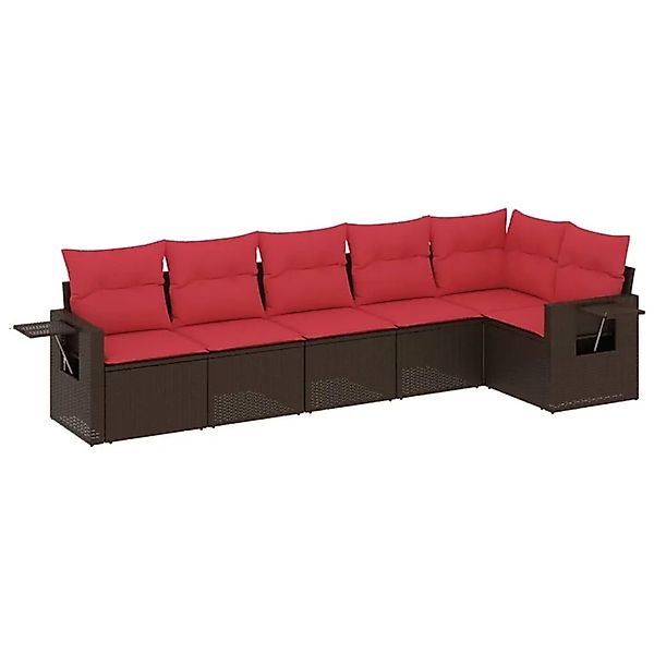 vidaXL 6-Tlg Gartensofa-Set mit Kissen Braun Polyrattan 3220193 günstig online kaufen