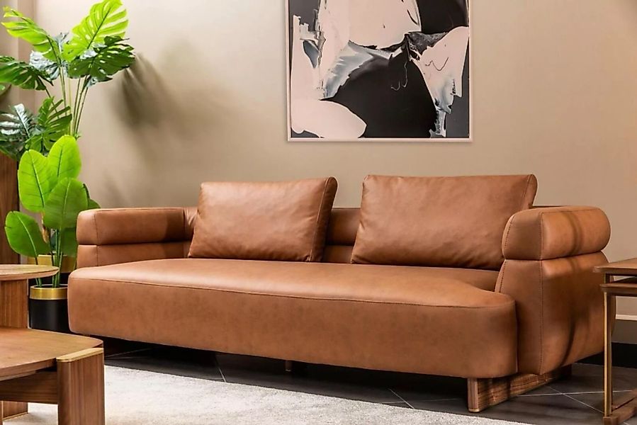 JVmoebel 3-Sitzer Dreisitzer Sofa 3 Sitzer Couch Kunstleder Braun Design Wo günstig online kaufen