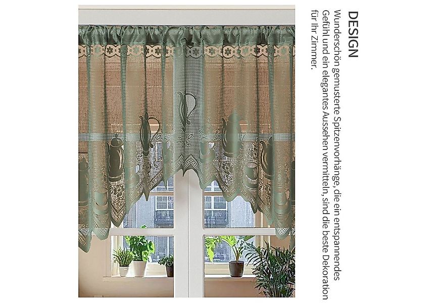 Refttenw Scheibengardine Spitze Kurze Vorhänge Cafe Vorhang mit Stangentasc günstig online kaufen