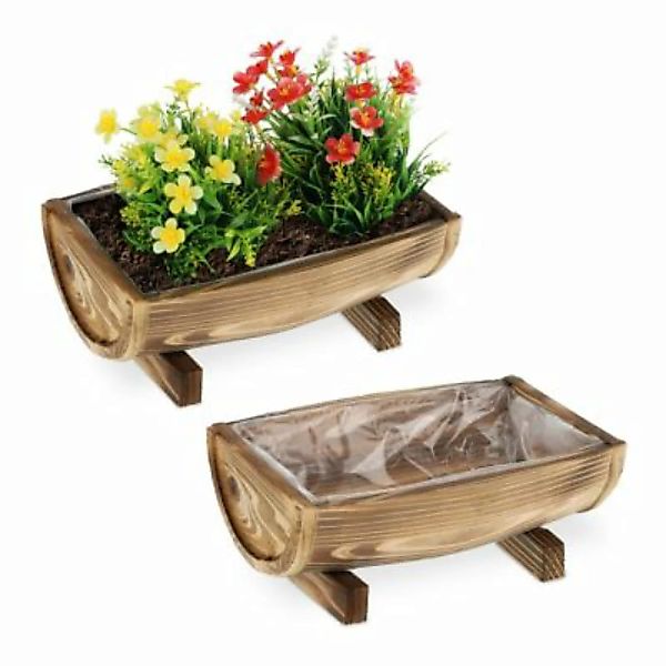 relaxdays Holz Blumenkasten 2er Set braun günstig online kaufen