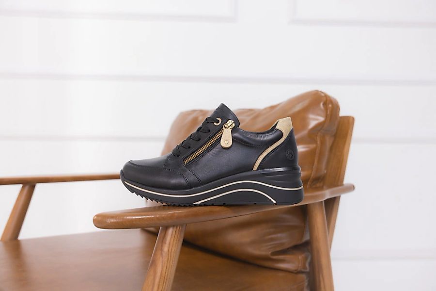 Remonte Keilsneaker, Freizeitschuh, Halbschuh, Schnürschuh mit goldfarbenem günstig online kaufen