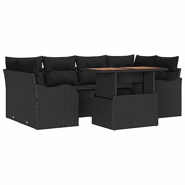 vidaXL Garten-Sofa-Set mit Speicher 7-Tlg Schwarz Poly Rattan 3358151 günstig online kaufen