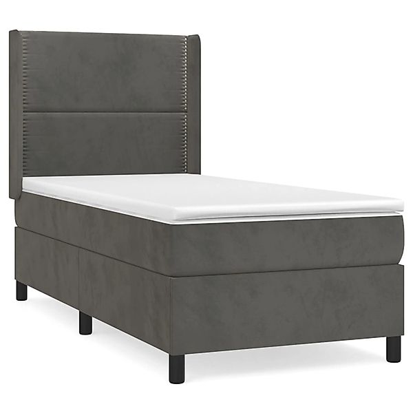 vidaXL Boxspringbett mit Matratze Dunkelgrau 90x200 cm Samt1378560 günstig online kaufen