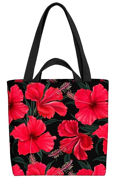 VOID Henkeltasche (1-tlg), Roter Hibiskus Eibisch tropen blumen blumenmuste günstig online kaufen