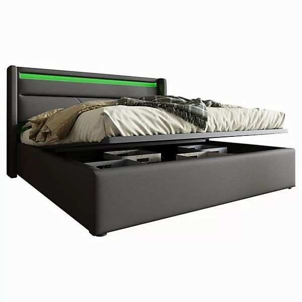 Sweiko Polsterbett, Doppelbett mit LED-Beleuchtung, Kunstleder, 140*200cm günstig online kaufen