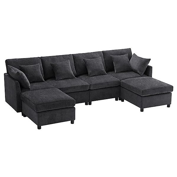 OKWISH Ecksofa U-förmiges Sofa aus Chenille-Stoff, Polstersofa, 4-Sitzer-So günstig online kaufen