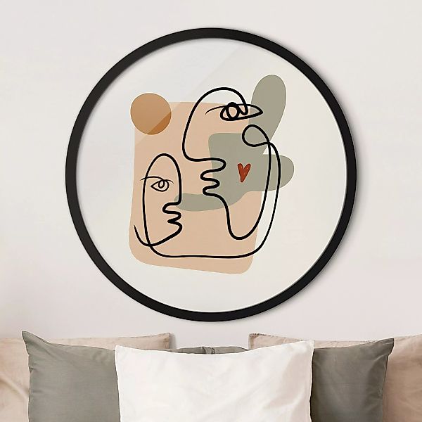 Rundes Bild mit Rahmen Picasso Interpretation - Wangenkuss günstig online kaufen