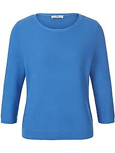 Rundhals-Pullover 3/4-Arm aus 100% SUPIMA®-Bau Peter Hahn blau günstig online kaufen