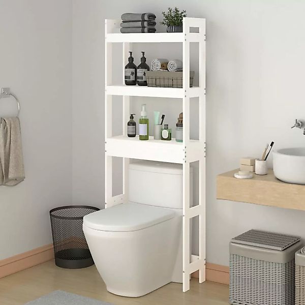 Vidaxl Toilettenregal Weiß 63x26x171 Cm Massivholz Kiefer günstig online kaufen
