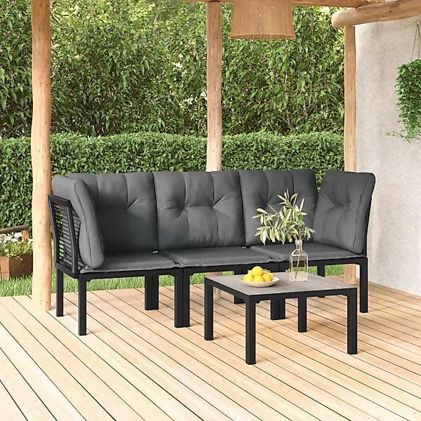 Vidaxl 4-tlg. Garten-lounge-set Schwarz Und Grau Poly Rattan günstig online kaufen