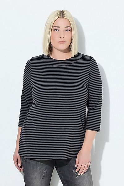 Ulla Popken Longsleeve Shirt Ringel A-Linie Stehkragen 3/4-Arm günstig online kaufen