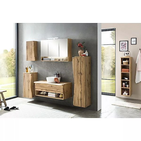 Badmöbel Komplett Set inkl. Waschbecken und LED Spiegelschrank KAHLA-03 in günstig online kaufen
