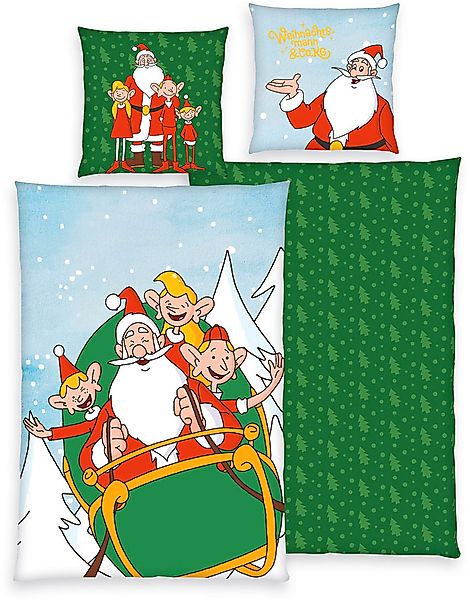 Wendebettwäsche "Weihnachtsmann & Co. KG" 2 Stk. tlg. mit weihnachtlichem M günstig online kaufen