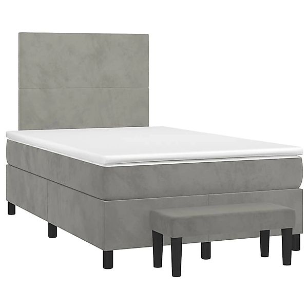 vidaXL Boxspringbett mit Matratze Hellgrau 120x190 cm Samt 3270457 günstig online kaufen