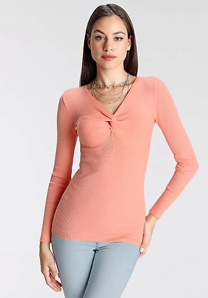 Melrose V-Ausschnitt-Pullover, mit Knoten-Detail am Ausschnitt günstig online kaufen