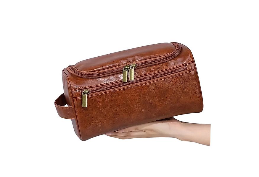 Renna Leather Kulturbeutel Leder Kosmetiktasche mit 2 Fächern für Reise günstig online kaufen