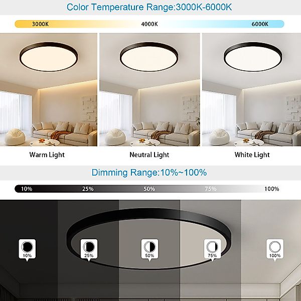 JDONG LED Deckenleuchte Flach Dimmbar mit günstig online kaufen