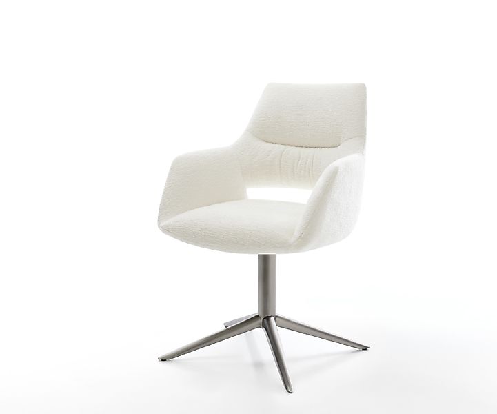 Drehstuhl Yago-Flex mit Armlehnen Bouclé Soft Beige Fußkreuz Graphit 360° d günstig online kaufen