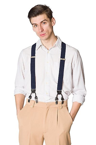 Banned Hosenträger Rockabilly Braces Navy Blau günstig online kaufen