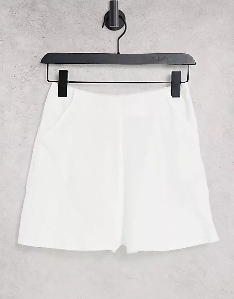 ASOS DESIGN – Shorts mit Leinenoptik in Weiß günstig online kaufen