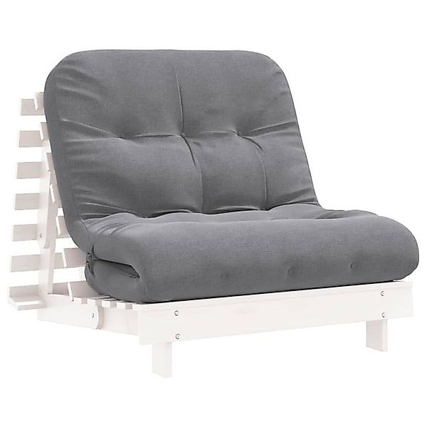 vidaXL Sofa Futon Schlafsofa mit Matratze Weiß 90x206x11 Massivholz Kiefer günstig online kaufen