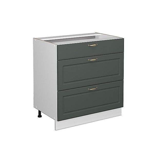 Vicco Badschrank Fame-Line Grün-Gold Landhaus/Weiß 80 x 82 cm mit 3 Schubla günstig online kaufen
