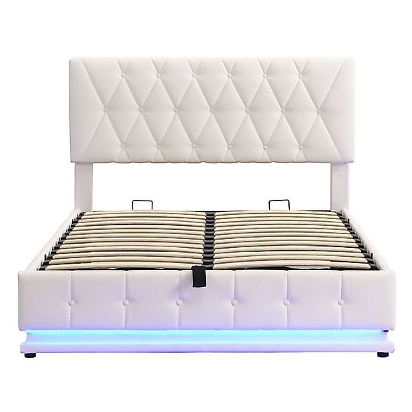 FUROKOY Boxspringbett Polsterbett mit LED Beleuchtung,Doppelbett mit Latten günstig online kaufen