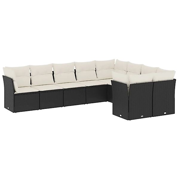 vidaXL 9-Tlg Garten-Sofagarnitur mit Kissen Schwarz Poly Rattan 3218166 günstig online kaufen