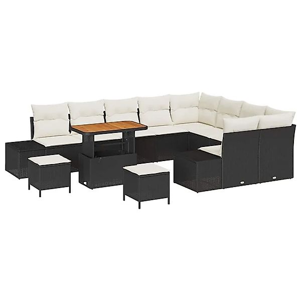 vidaXL Gartensofa-Set mit Kissen 12 Stk Schwarz Poly Rattan 3364775 günstig online kaufen