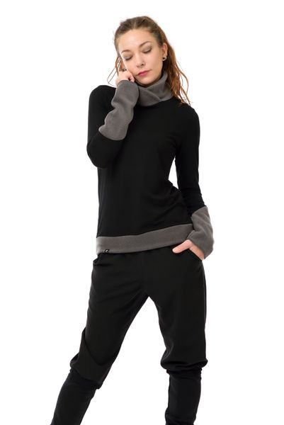 3Elfen Rollkragenpullover Winter Sweatshirt schwarz mit günstig online kaufen