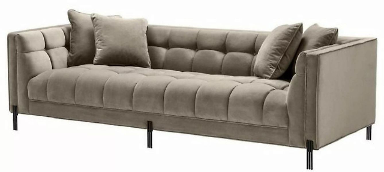 Casa Padrino Sofa Luxus Samt Sofa mit 4 Kissen Greige / Schwarz 231 x 95 x günstig online kaufen