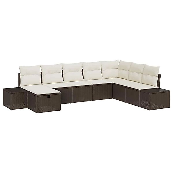 vidaXL Garten-Sofa-Set mit Kissen 8-Tlg Braun Poly Rattan 3359427 günstig online kaufen