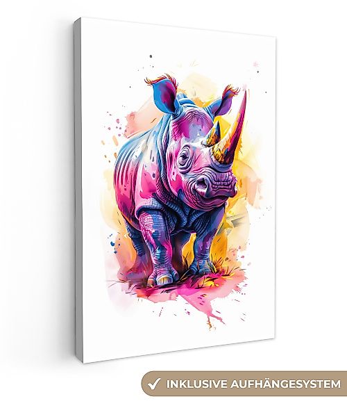 OneMillionCanvasses® Leinwandbild Nashorn - Farbenfroh - günstig online kaufen
