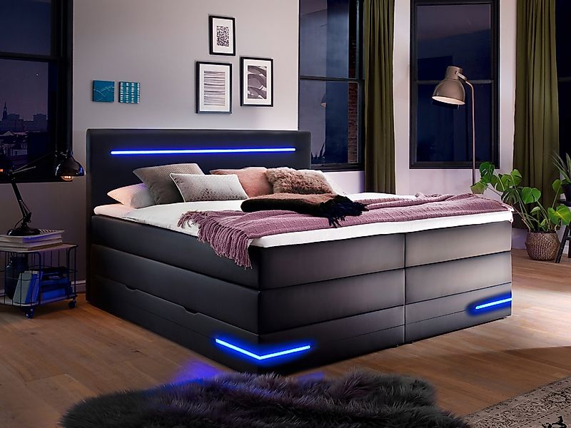 wonello Boxspringbett Daytona, mit LED Beleuchtung günstig online kaufen
