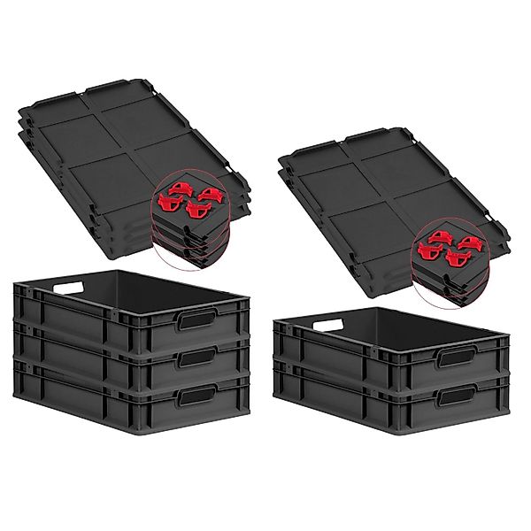 PROREGAL SparSet 5x Eurobox Nextgen Grip Mit Auflagedeckel Und Roten Versch günstig online kaufen