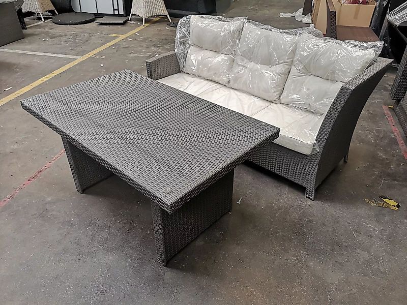 #HBM 607 2er Sofa mit Tisch Bermeo-grau-cremeweiß günstig online kaufen