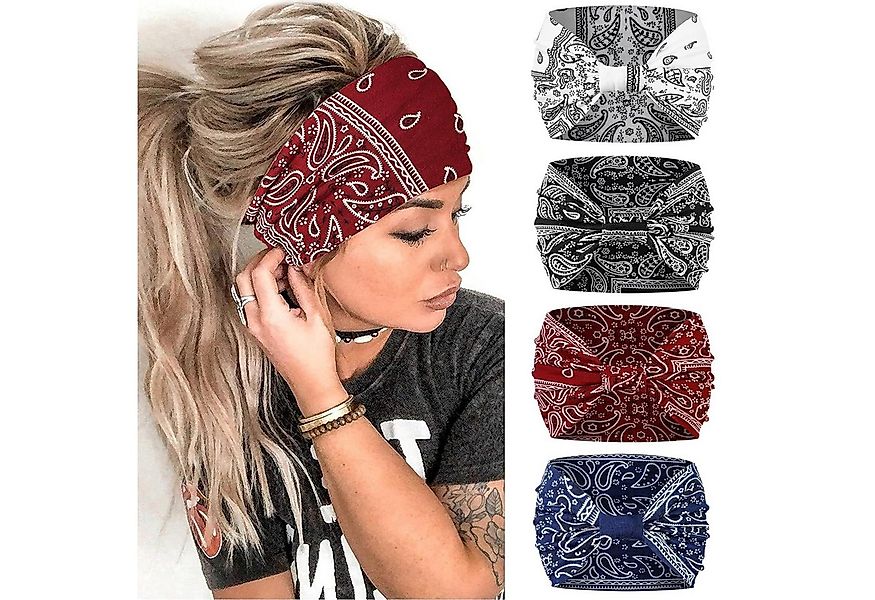 Coonoor Haargummi 4 Stück Stirnbänder Damen Boho Breite Haarband Weiche Sti günstig online kaufen