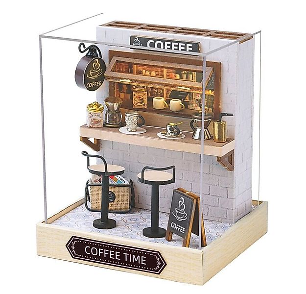 Cute Room 3D-Puzzle Puppenhaus Miniatur DIY Modellbausatz Mini Kaffee, Puzz günstig online kaufen
