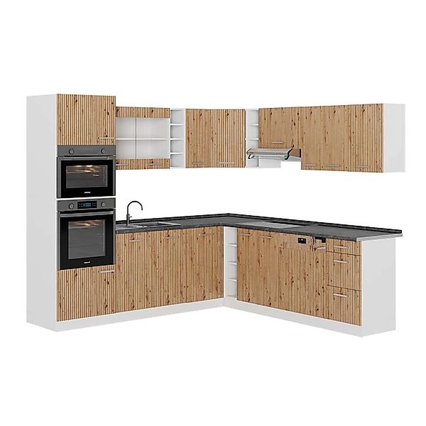 Vicco R-Line Eckküche Artisan Eiche/Weiß 237 x 247 cm AP Anthrazit günstig online kaufen